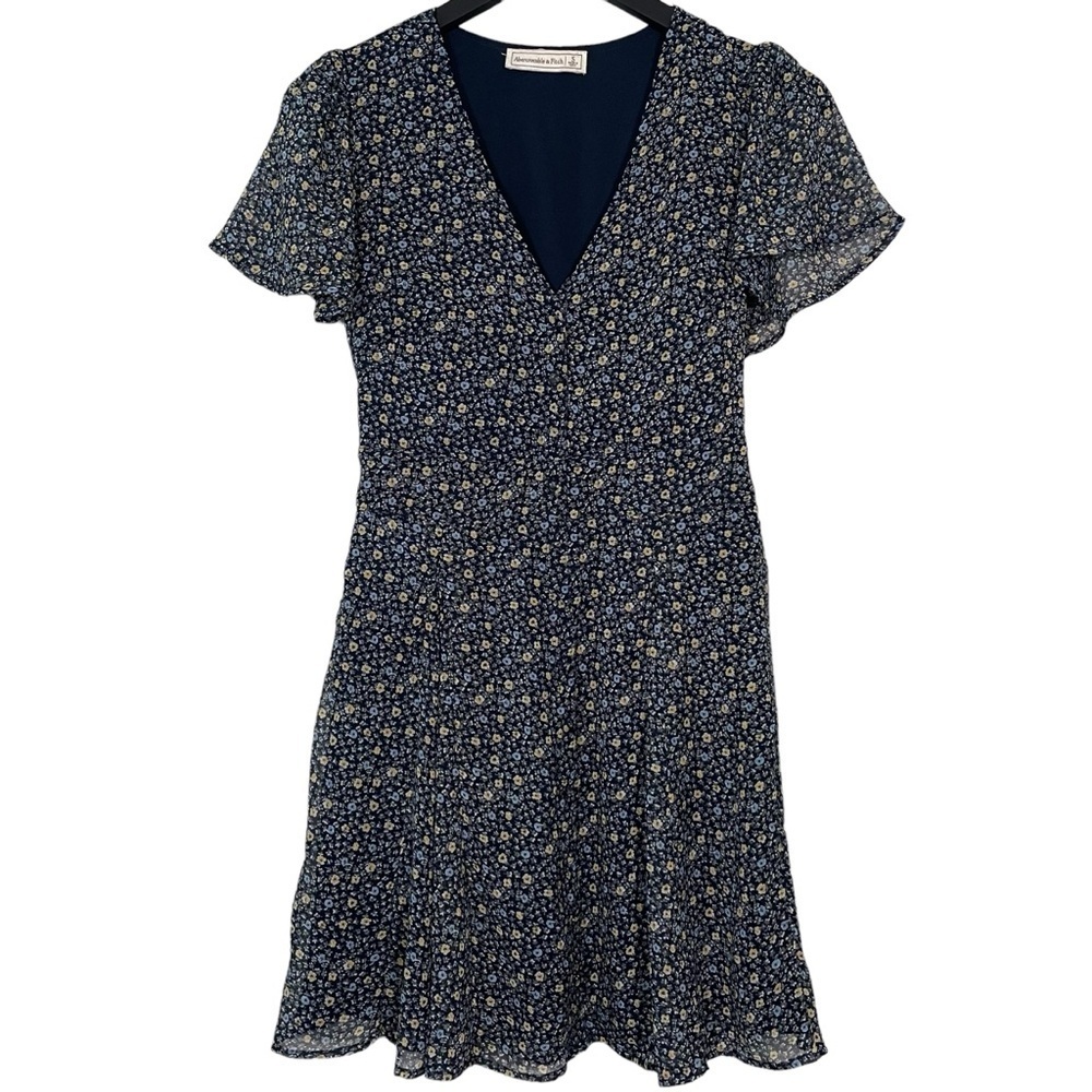 Abercrombie & Fitch Ditzy Floral Print Mini Dress Navy Blue Size S